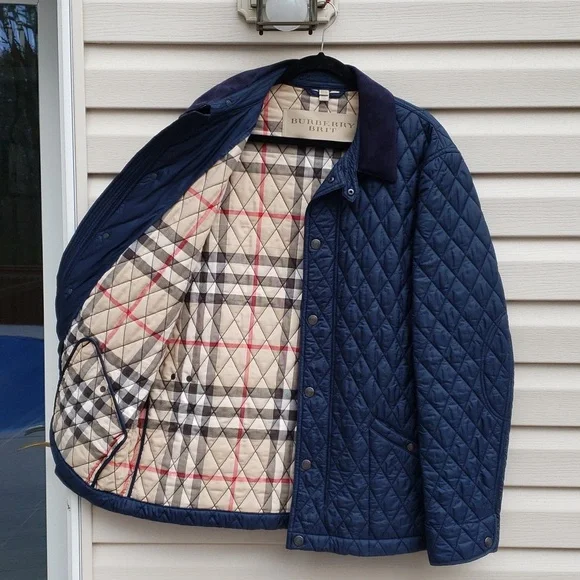 Burberry Jackets Coats Burberry Mens Check Lined Classic Quilted Jacket Coat Poshmark